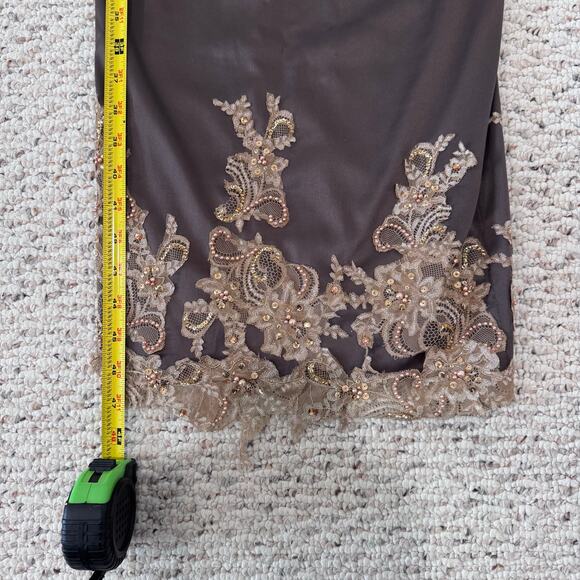 Mandalay Y2K Taupe Midi Dress with peach pearl beads, lace, sequence, sz 8 - Picture 12 of 12